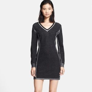 Rag and Bone Black V-Neck Mini Sweater Dress